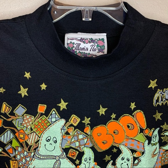 Vintage KWBL Halloween GITD Long Sleeve Womens Shirt One Size Ghosts Pumpkin Bat - Picture 4 of 9
